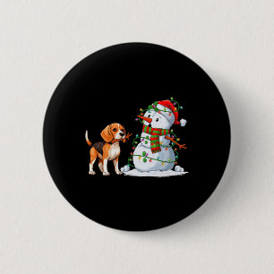 Chapa Redonda De 5 Cm Divertido Perro Beagle Snowman Árbol de Navidad en