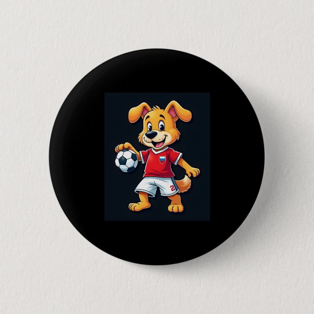 Chapa Redonda De 5 Cm Divertido perro canino Rusia Soccer Jersey ruso Fo (Anverso)