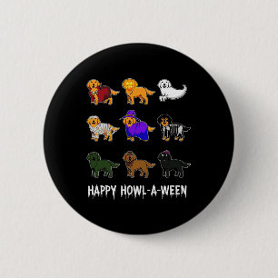 Chapa Redonda De 5 Cm Divertido perro de recuperación de oro Halloween F