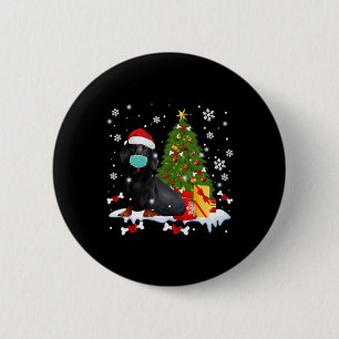 Chapa Redonda De 5 Cm Divertido perro del árbol de Navidad de Dachshund