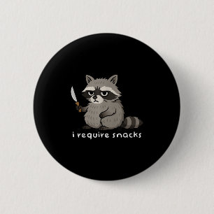Chapa Redonda De 5 Cm Divertido Raccoon Requerí Snacks Humor Animal
