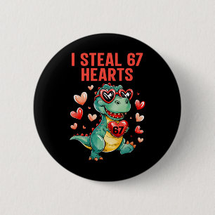 Chapa Redonda De 5 Cm Divertido robo 67 corazones T-rex dinosaurio San V
