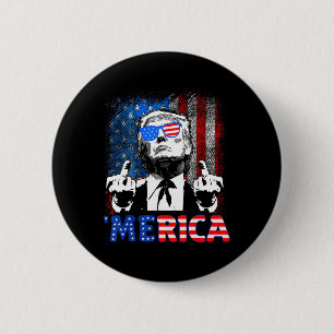 Chapa Redonda De 5 Cm Divertido Trump 4 de julio Merica bandera american
