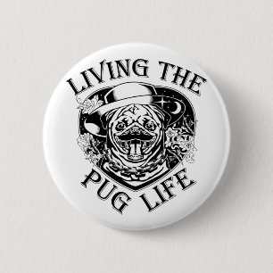 Chapa Redonda De 5 Cm Divertido Vivir La Vida De Pug