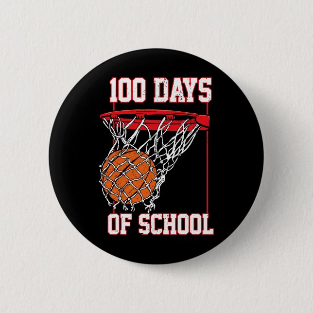 Chapa Redonda De 5 Cm Divertidos 100 Días De Estudiante De Básquetbol Es (Anverso)