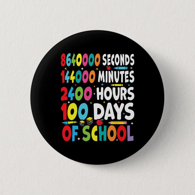 Chapa Redonda De 5 Cm Divertidos 100 Días De Trato Escolar Para Math Tea (Anverso)