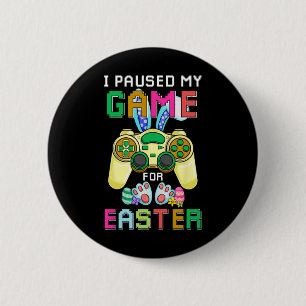 Chapa Redonda De 5 Cm Divertidos juegos de conejito Gamer Huevo Día de P