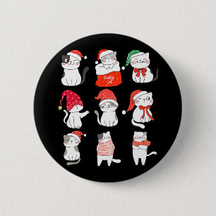 Chapa Redonda De 5 Cm Divertidos Navidades De Gato Cutan Gatito Por Quie