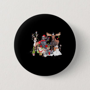 Chapa Redonda De 5 Cm Divertidos Navidades de Woodland Critter se reúnen