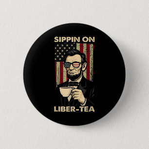 Chapa Redonda De 5 Cm Diviértete el 4 de julio bebiendo Liber-tea Libert