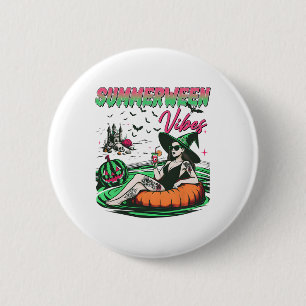 Chapa Redonda De 5 Cm Diviértete en Summerween Vibraciones Calabaza Espe
