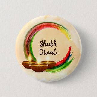 Chapa Redonda De 5 Cm Diwali Diyas acuarela Círculo arcoiris