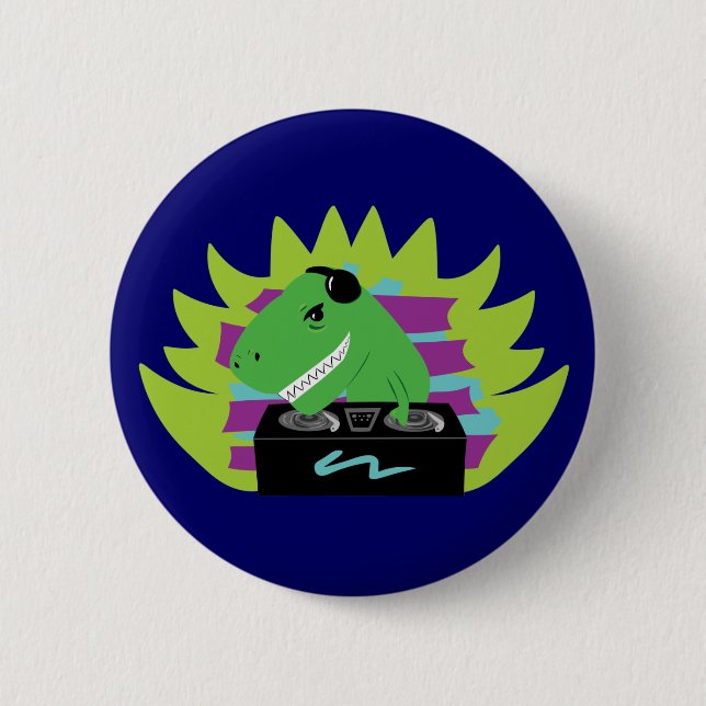 Chapa Redonda De 5 Cm Dj-asaurus Rex (Anverso)