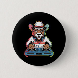 Chapa Redonda De 5 Cm Dj Bear Cowboy Mezcla Beats