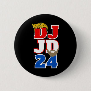 Chapa Redonda De 5 Cm Dj Jd 24 Trump Pelo Vance Barba 2024 Republicano M