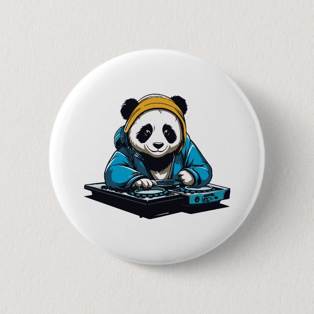 Chapa Redonda De 5 Cm DJ Kawaii Panda (Anverso)