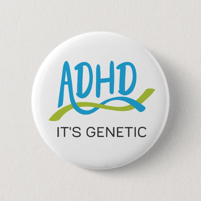 Chapa Redonda De 5 Cm DNA de ADHD - Es genética (Anverso)