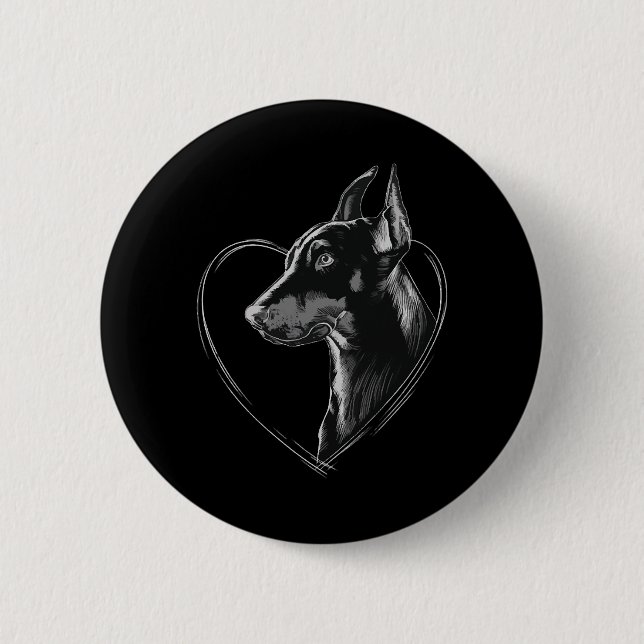 Chapa Redonda De 5 Cm Doberman Pinscher (Anverso)