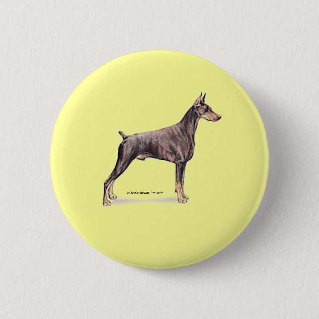 Chapa Redonda De 5 Cm Doberman Pinscher (Anverso)