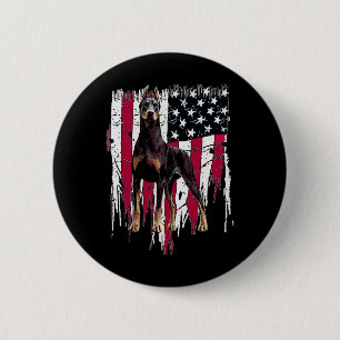 Chapa Redonda De 5 Cm Doberman Pinscher Bandera de Estados Unidos EEUU I