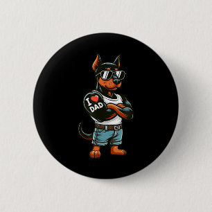 Chapa Redonda De 5 Cm Doberman Pinscher I Love Dad Funny Dog Tattoo