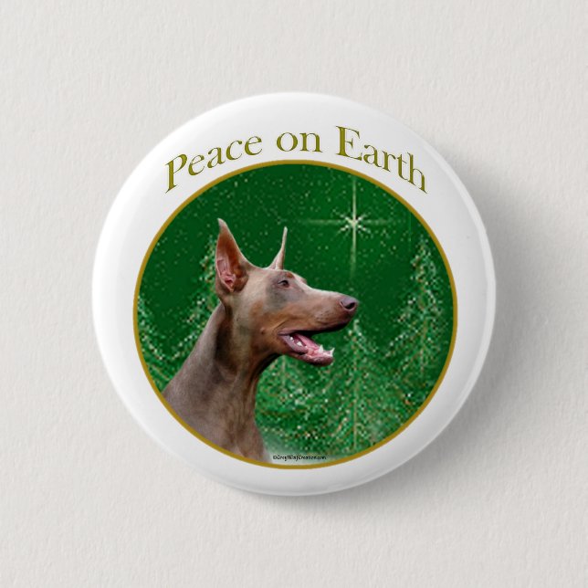 Chapa Redonda De 5 Cm Doberman Pinscher (isabella) Peace (Anverso)