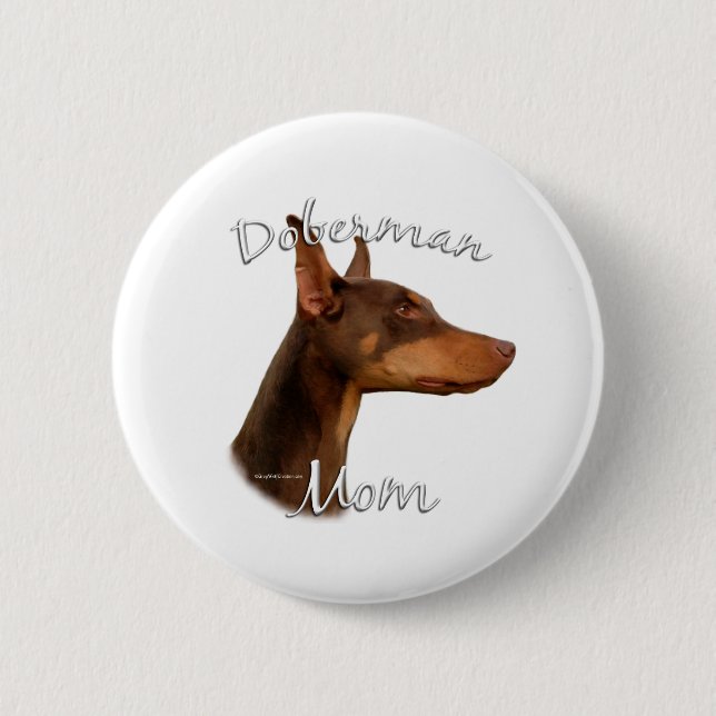 Chapa Redonda De 5 Cm Doberman Pinscher (rojo) Mamá 2 (Anverso)