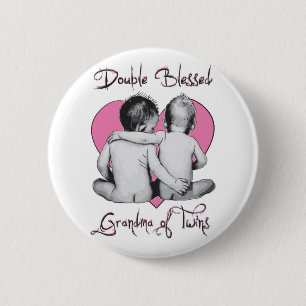 CHAPA REDONDA DE 5 CM DOBLE BENDECIDO   --ABUELA DE GEMELOS