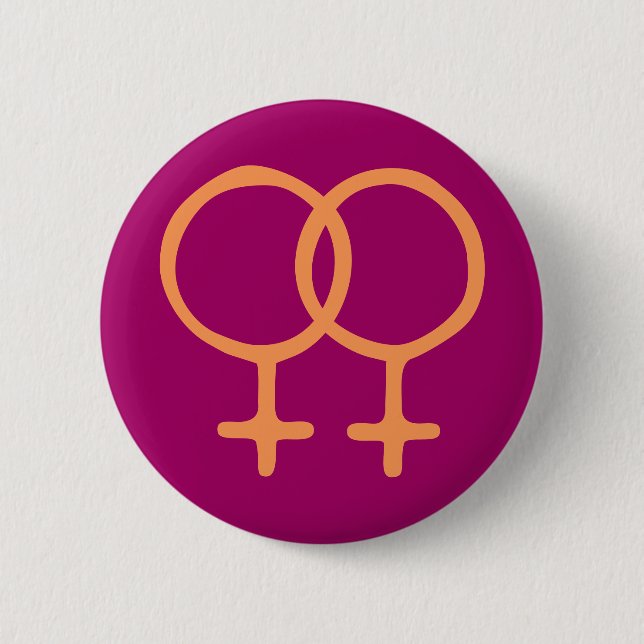 Chapa Redonda De 5 Cm Doble mujer rosa/Naranja (Anverso)