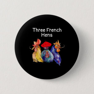 Chapa Redonda De 5 Cm Doble sentido divertido de Navidad Tres gallinas f