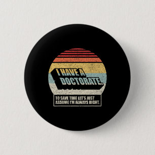 Chapa Redonda De 5 Cm Doctorado Retro Vintage Graduación De Doctorado Ph