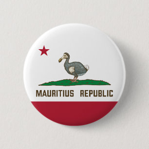 Chapa Redonda De 5 Cm Dodo de la bandera de California de Mauricio