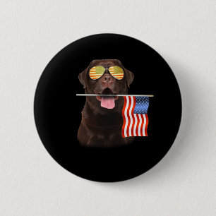 Chapa Redonda De 5 Cm Dog Lover Chocolate Labrador Bandera estadounide