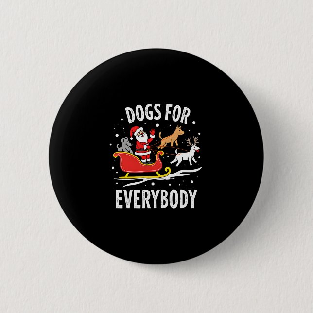Chapa Redonda De 5 Cm Dogs For Everybody Santa Funny Christmas Xmas (3) (Anverso)