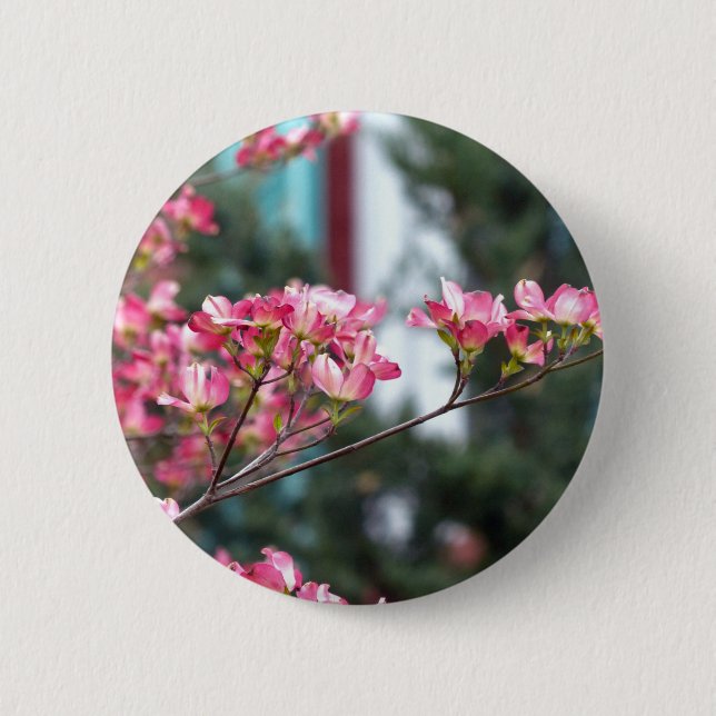 Chapa Redonda De 5 Cm Dogwood rosa (Anverso)