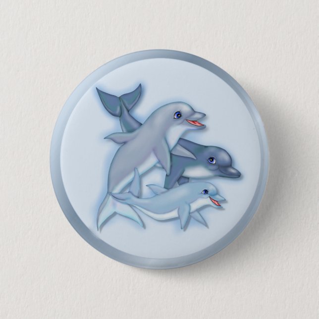 Chapa Redonda De 5 Cm Dolphin Family (Anverso)