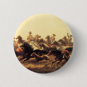 Chapa Redonda De 5 Cm Domando caballos salvajes por James Walker