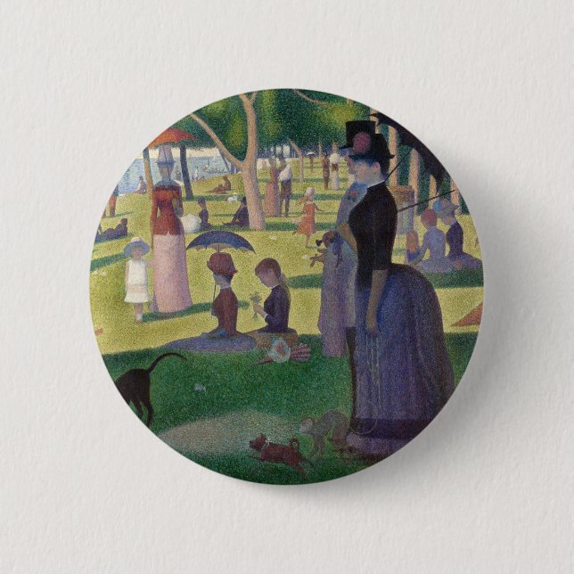 Chapa Redonda De 5 Cm Domingo en la pintura de La Grande Jatte Seurat (Anverso)