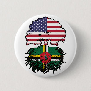 Chapa Redonda De 5 Cm Dominica Dominicana Estados Unidos bandera de raíc