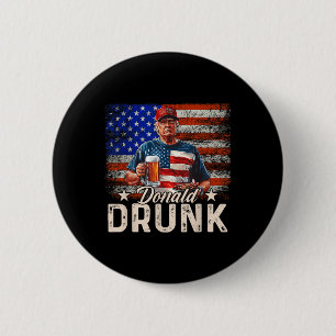 Chapa Redonda De 5 Cm Donald Drunk Trump Bebe Cerveza 4 De Julio Estadou