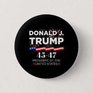 Chapa Redonda De 5 Cm Donald J. Trump 45 47 Día de la Inauguración del P