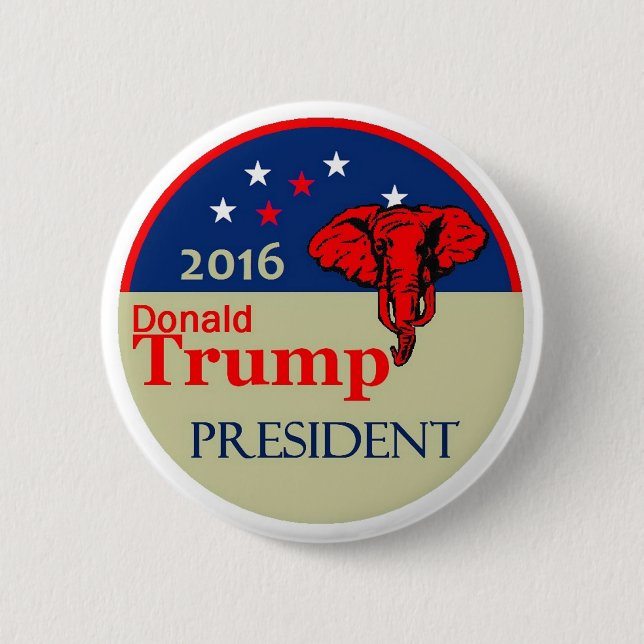 Chapa Redonda De 5 Cm Donald Trump 2016 (Anverso)