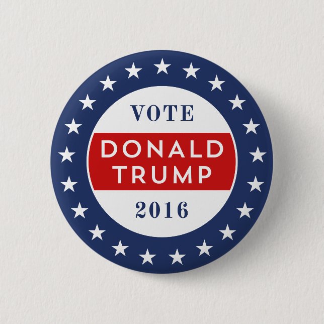 Chapa Redonda De 5 Cm Donald Trump 2016 (Anverso)