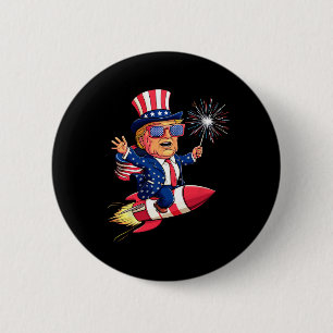 Chapa Redonda De 5 Cm Donald Trump 2025 Feliz 4 de julio a Trump