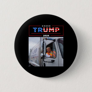 Chapa Redonda De 5 Cm Donald Trump Cabalga En Camiseta De Camión Garge 