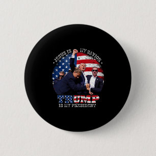 Chapa Redonda De 5 Cm Donald Trump Lucha Jesús Es Mi Salvador Trump Es M
