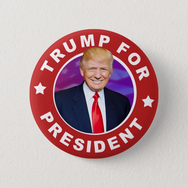 Chapa Redonda De 5 Cm Donald Trump para presidente Photo Pinback Button (Anverso)