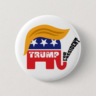 Chapa Redonda De 5 Cm Donald Trump Presidente GOP Elefante Cabello