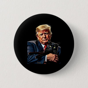 Chapa Redonda De 5 Cm Donald Trump sostiene a un gato gráfico gracioso M