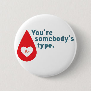 Chapa Redonda De 5 Cm Donar sangre tipo A Rh- - Eres del tipo de alguien
